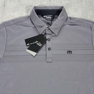 TravisMathew Polo Shirt Mens Large Gray Monterey Chest Stripe Golf TM1MW450